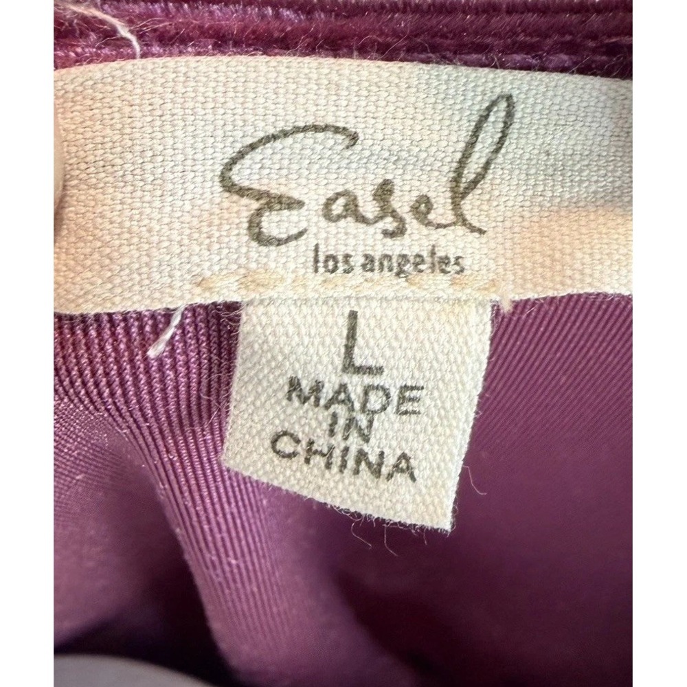 Easel Women's Embroidered Velvet Tunic Top Magenta Size Large Boho Peasant - Picture 12 of 14